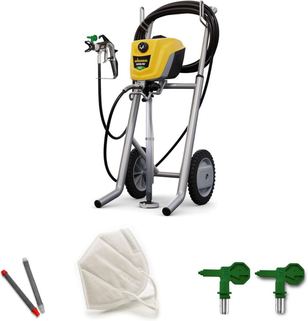 Pistolet de peinture airless WAGNER Control Pro 250 M pour peintures murales, apprêts, vernis et lasures, 15 m² - 2 min, réglage de la pression, 110 bar, tuyau de 9 m