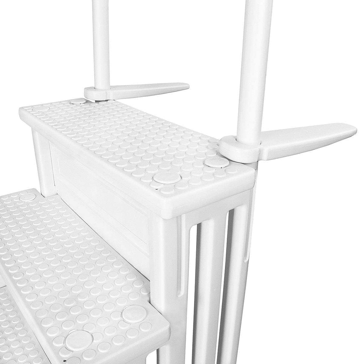 Échelle antidérapante pour piscines hors sol | Grise | Pour piscines hors sol avec une hauteur de terrasse de 122 à 137 cm | Échelle de sécurité supportant jusqu'à 136 kg