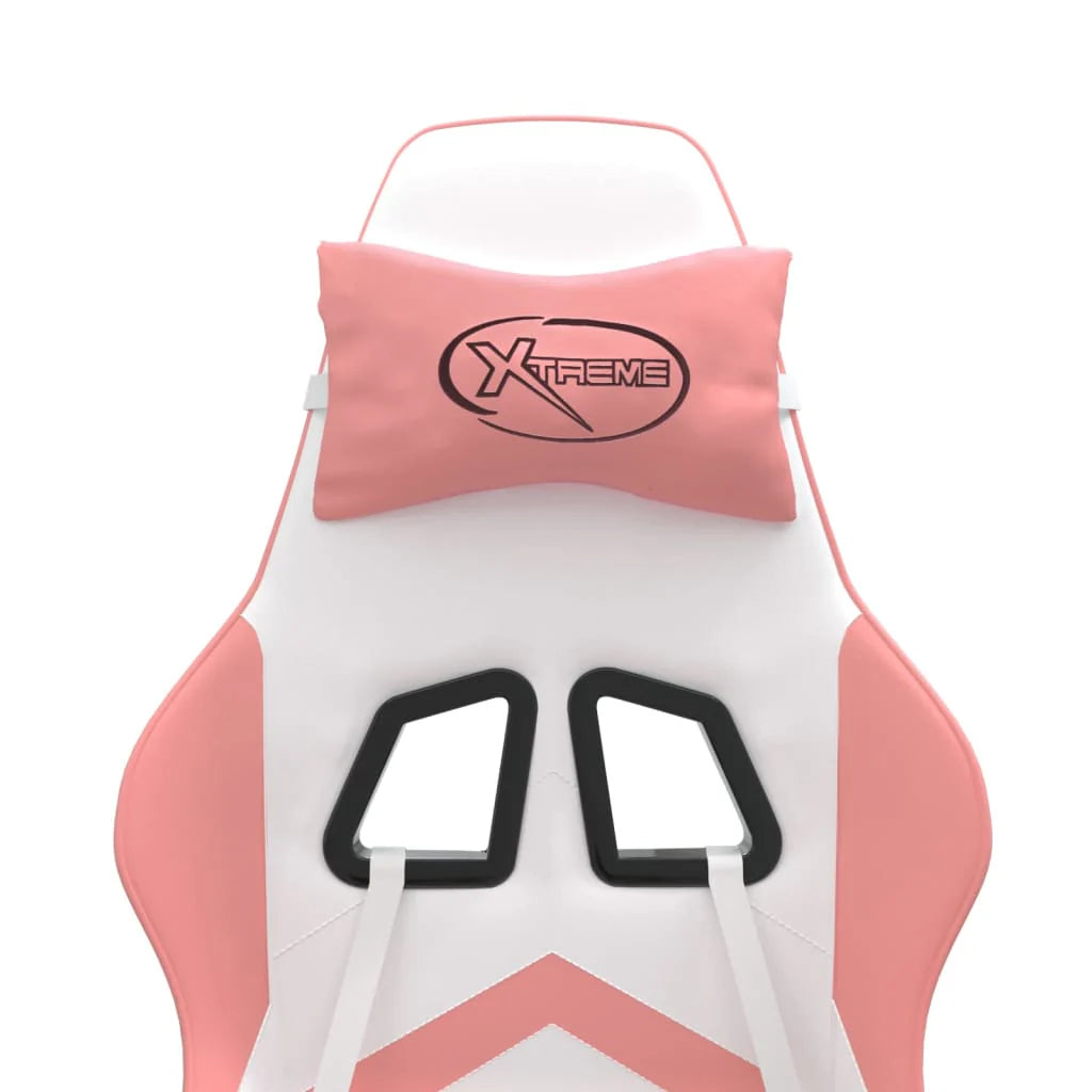 Chaise de jeu 2025 en cuir synthétique blanc et rose V1080