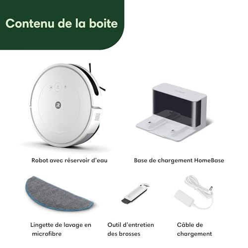 iRobot Roomba Combo Essential (Y0112)   Robot Aspirateur et Laveur Connecté   Efficace et Puissant   Système de Nettoyage en 4 étapes  3 Niveaux d'aspiration   Programmable Via Application ou Voix : Cuisine et Maison