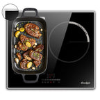 Cooksir Plaque Induction 3 Feux avec Cadre, Table de Cuisson Induction 60cm Encastrable, 6800W, Commande Tactile à Curseur, Bord Inox, Zone Flexibles