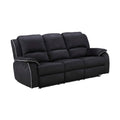 Canapé relax 3 places en microfibre noire avec surpiqûres contrastantes – confort moelleux