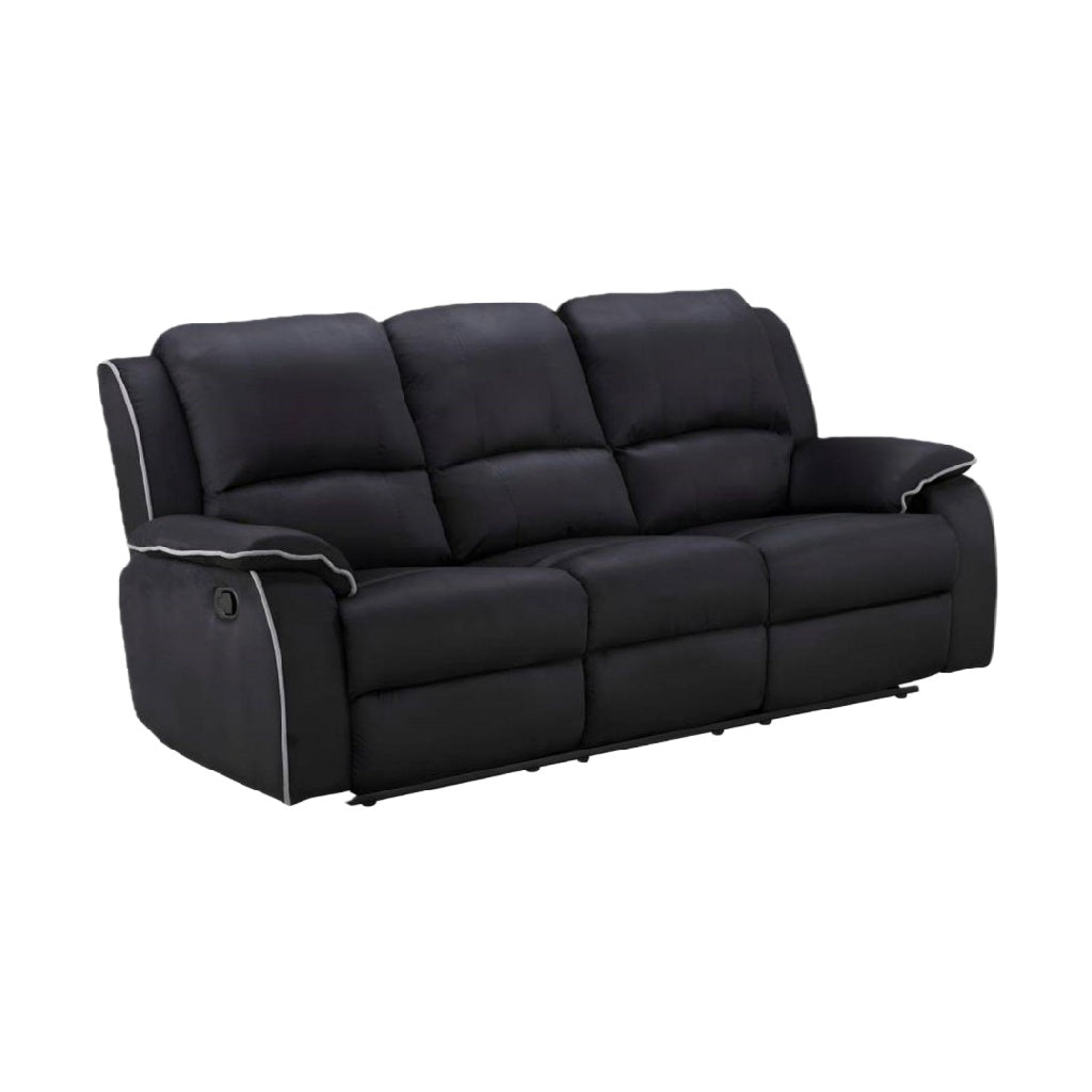 Canapé relax 3 places en simili cuir noir – mécanisme d’inclinaison manuel, confort supérieur et design contemporain