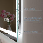 Miroir de salle de bain S'bagno avec éclairage 120 x 70 cm, miroir de salle de bain LED avec Bluetooth et fonction antibuée, intensité variable 3000 K/4000 K/6500 K, mémoire de forme, verre trempé HD, IP44 - Miroirs de salle de bain LED, horizontaux