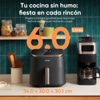 Friteuse à air Cosori Turbo Blaze 6 L, intérieur en métal véritable, moteur CC exclusif, 46 % plus rapide, température de 30 °C à 230 °C, idéale pour griller les viandes, programmes de cuisson complets, silencieux 27 dB