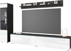 Ensemble de salon Piaski Vera I, éclairage LED en option, couleurs variées (béton/blanc brillant, sans éclairage LED)