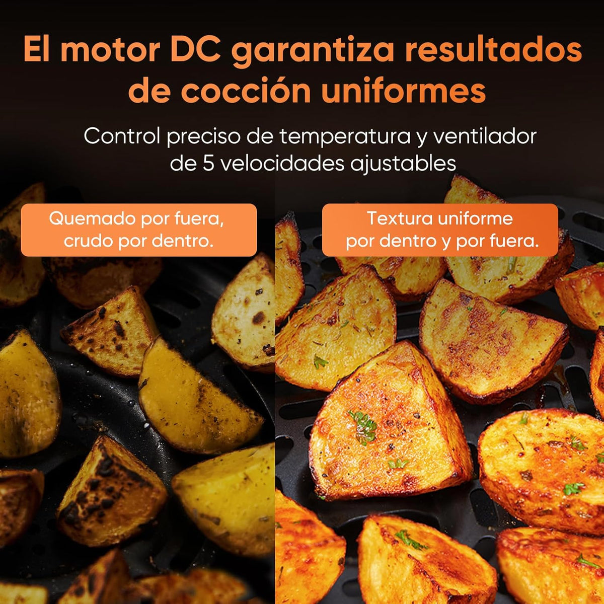 Friteuse à air Cosori Turbo Blaze 6 L, intérieur en métal véritable, moteur CC exclusif, 46 % plus rapide, température de 30 °C à 230 °C, idéale pour griller les viandes, programmes de cuisson complets, silencieux 27 dB