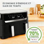 Moulinex air fryer deux compartiments, très grande capacité 11L, 10 personnes, 7 Programmes automatiques, friteuse sans huile, Ecran tactile digital, Dual inox, EZ942BF0, Gris foncé : Cuisine et Maison