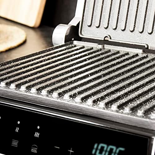 Cecotec Grill électrique Rock’nGrill Smart. Système de réglage de la puissance, du temps et de la température de 2000 W, ouverture à 180 °, plaques amovibles allant au lave vaisselle : Cuisine et Maison