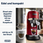 De'Longhi Dedica Style EC685.W, Machine à Café à Pompe en Acier Inoxydable Pour Café Moulu ou Dosettes, Machine à Espresso et Cappuccino, Réservoir de 1,3L, Système Anti-goutte, Blanc