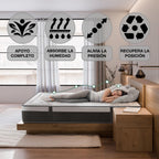 Matelas en mousse à mémoire de forme ferme T-ORMU Premium 150 x 190 cm Matelas en mousse à mémoire de forme Haute fermeté ± 29 cm Hauteur – Double – Respirant Anti-allergique Confortable Ergonomique Oeko-Tex