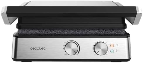 Cecotec Grill électrique Rock’nGrill Smart. Système de réglage de la puissance, du temps et de la température de 2000 W, ouverture à 180 °, plaques amovibles allant au lave vaisselle : Cuisine et Maison