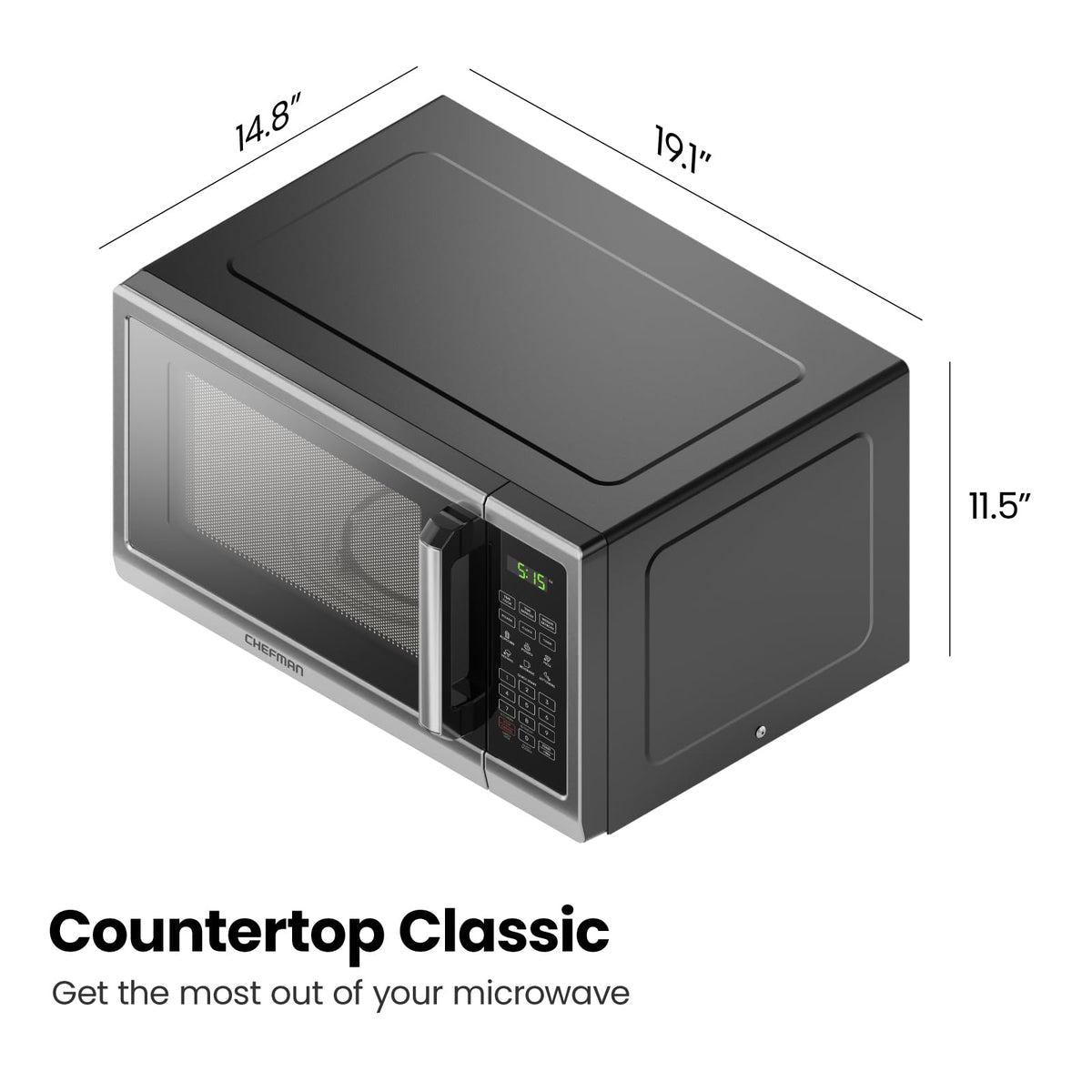 Micro-ondes de comptoir en acier inoxydable Chefman Essentials 2025