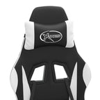 Chaise de jeu 2025 avec repose-pieds pivotant, similicuir noir et blanc V8635