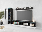 Ensemble de salon Piaski Vera I, éclairage LED en option, couleurs variées (béton/blanc brillant, sans éclairage LED)