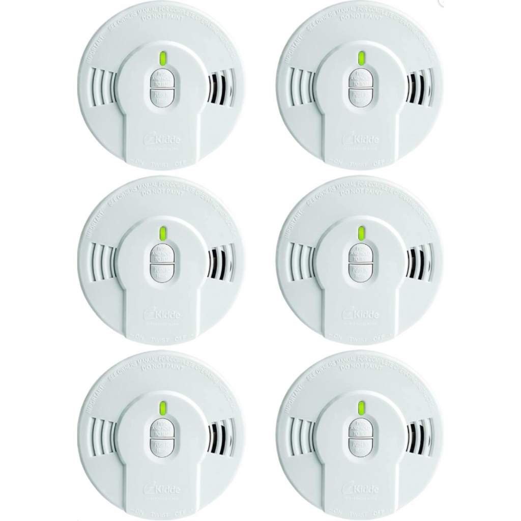 Détecteur de fumée Kidde, batterie 10 ans, voyants LED, alerte de remplacement, bouton de test et de réinitialisation, paquet de 6, blanc