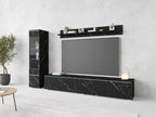 Ensemble de salon Piaski Vera I, éclairage LED en option, couleurs variées (béton/blanc brillant, sans éclairage LED)