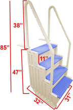 Marches antidérapantes Aqua Select pour piscines hors sol | Bleues | Pour piscines hors sol | Installation possible sur des terrasses de 122 à 137 cm de hauteur | Échelle de sécurité supportant jusqu'à 113 kg