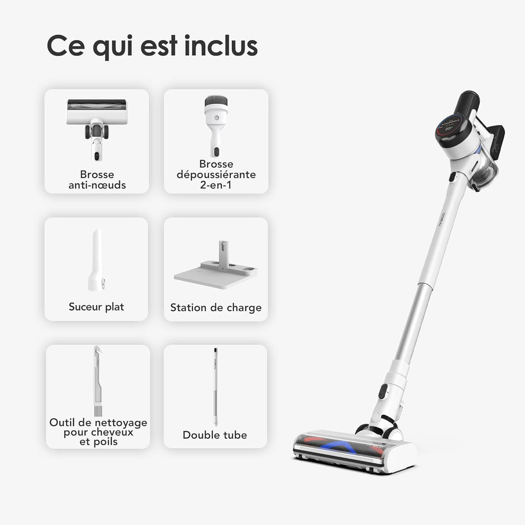 Tineco Pure One S15 Essentials Aspirateur Balai sans Fil Intelligent, Brosse Anti-nœuds, Puissant, Longue Autonomie, Excellent pour Multi-Surface, Le Nettoyage des Poils d’Animaux avec éclairage LED