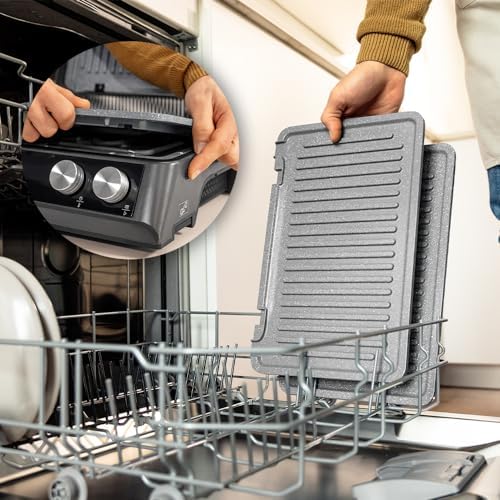 Cecotec Grill électrique Rock’nGrill Smart. Système de réglage de la puissance, du temps et de la température de 2000 W, ouverture à 180 °, plaques amovibles allant au lave vaisselle : Cuisine et Maison