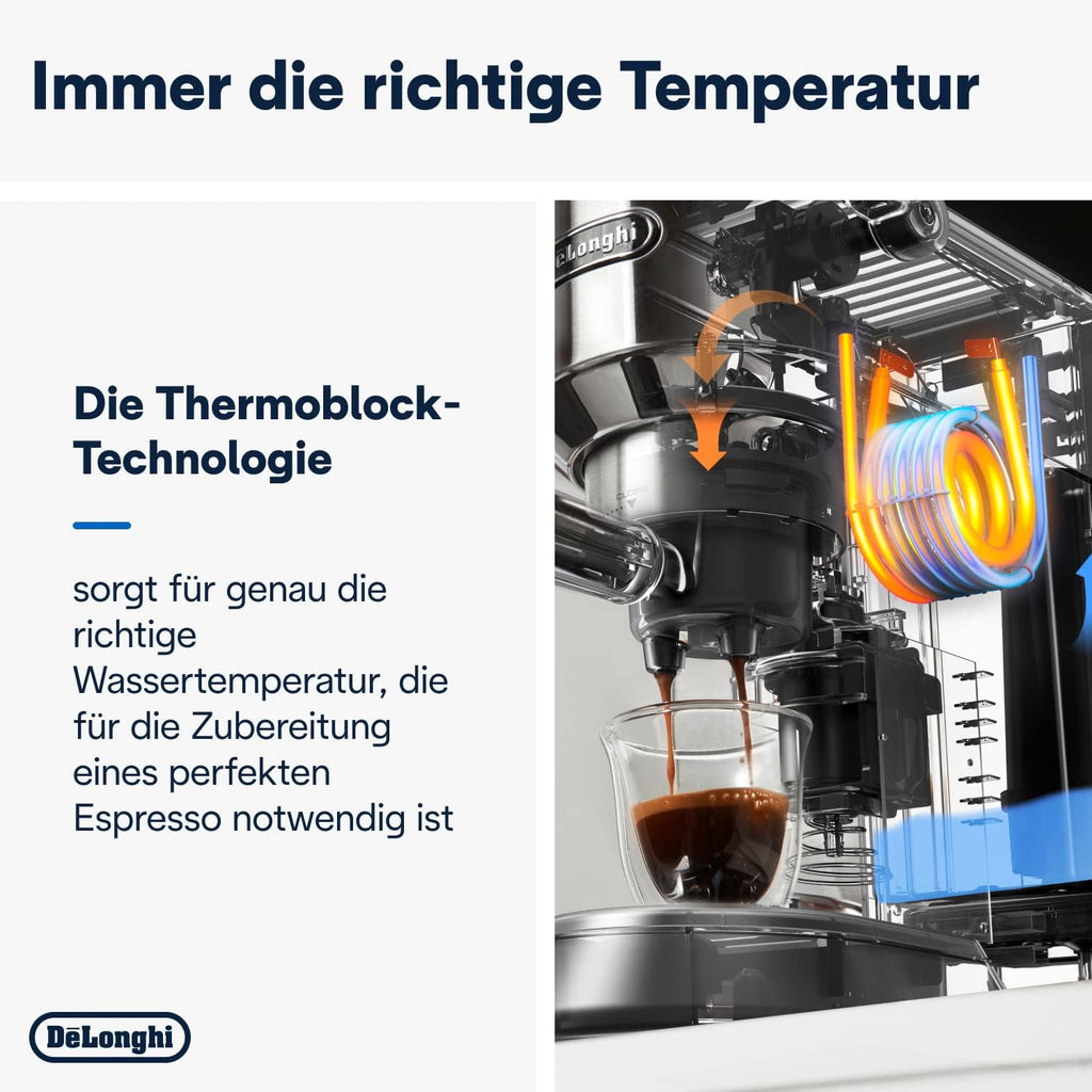 De'Longhi Dedica Style EC685.W, Machine à Café à Pompe en Acier Inoxydable Pour Café Moulu ou Dosettes, Machine à Espresso et Cappuccino, Réservoir de 1,3L, Système Anti-goutte, Blanc