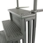 Échelle antidérapante pour piscines hors sol | Grise | Pour piscines hors sol avec une hauteur de terrasse de 122 à 137 cm | Échelle de sécurité supportant jusqu'à 136 kg