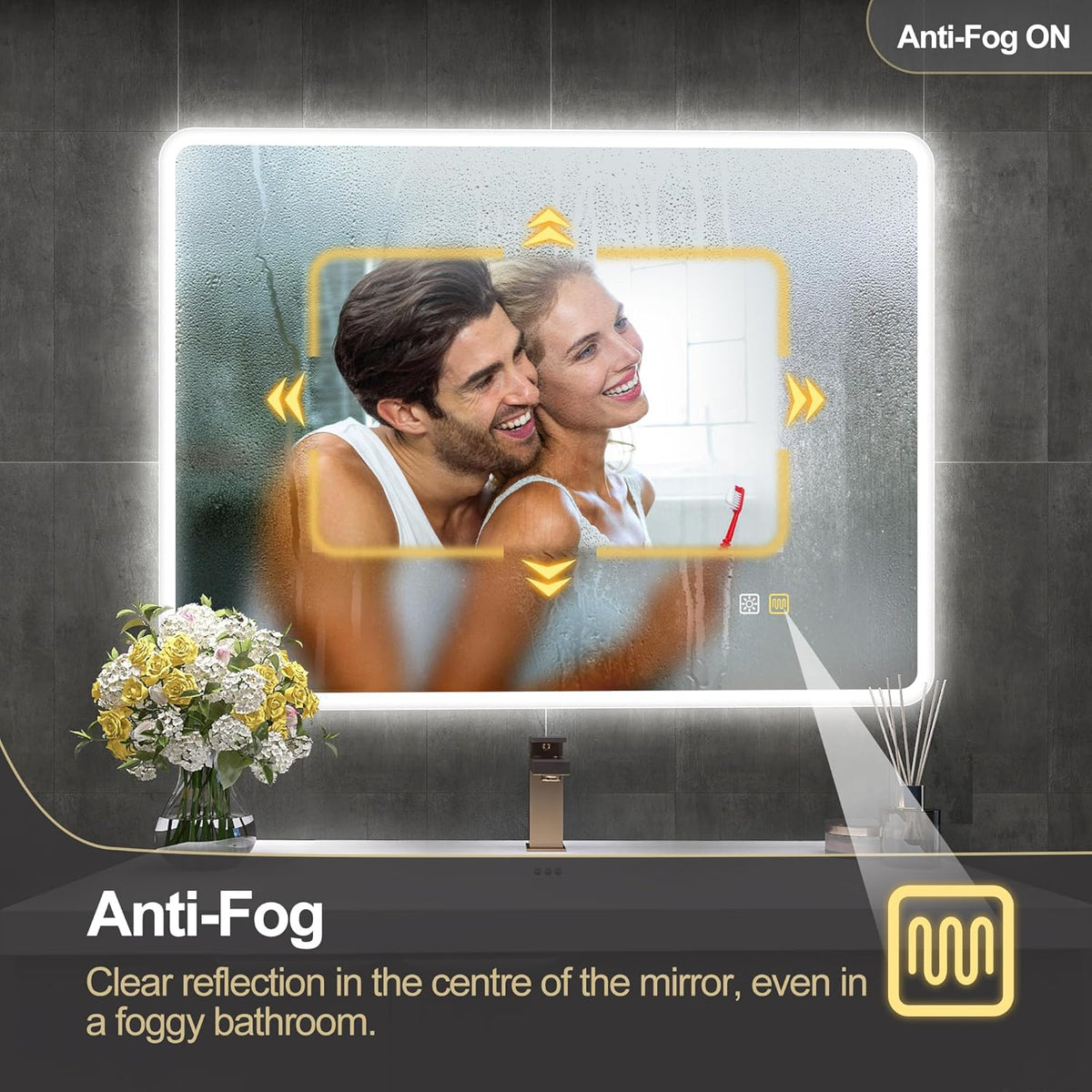 Miroir de salle de bain S'bagno avec éclairage 1200 x 700 mm, IP44, LED, Bluetooth, antibuée, 3 couleurs de lumière (3 000 K, 4 000 K, 6 500 K), intensité variable, mémoire, vertical ou horizontal. Miroirs de salle de bain avec LED.