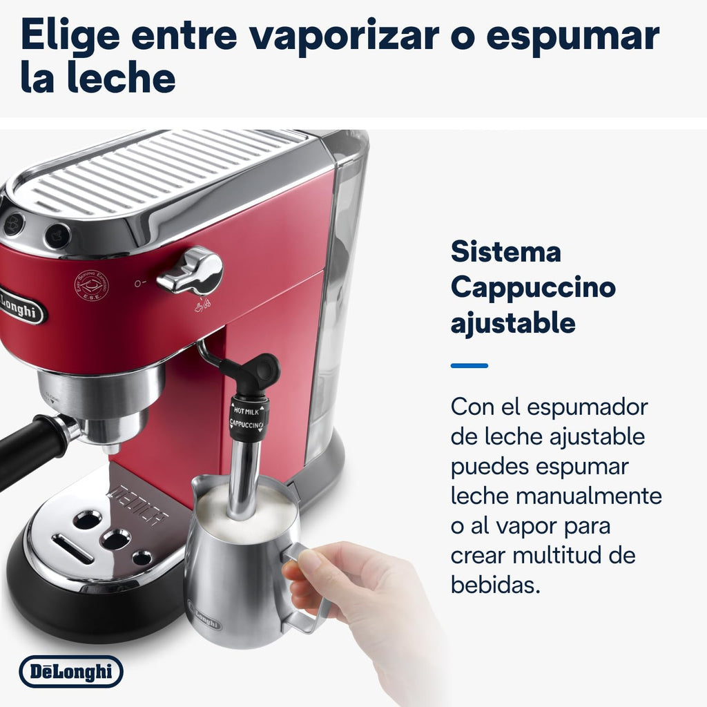 Machine à café De'Longhi Dedica - Acier inoxydable, pompe, pour café moulu ou dosettes, expresso et cappuccino, réservoir de 1,3 litre, système anti-gouttes, modèle EC685.M, couleur métal