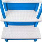 Marches antidérapantes Aqua Select pour piscines hors sol | Bleues | Pour piscines hors sol | Installation possible sur des terrasses de 122 à 137 cm de hauteur | Échelle de sécurité supportant jusqu'à 113 kg