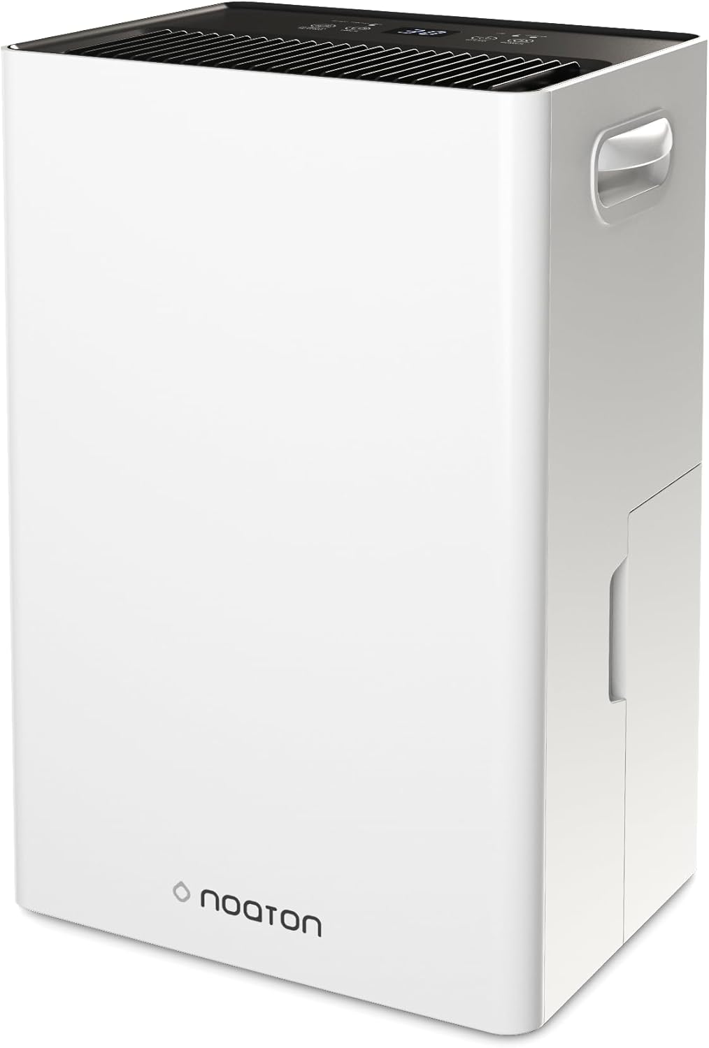 Noaton Déshumidificateur Portable Silencieux, 24L/jour, Minuterie 24h, Réservoir 5,5L, Drainage Continu, avec Dégivrage Automatique, Efficace pour Pièces jusqu'à 45 m², Afficher, Anti Moisissure