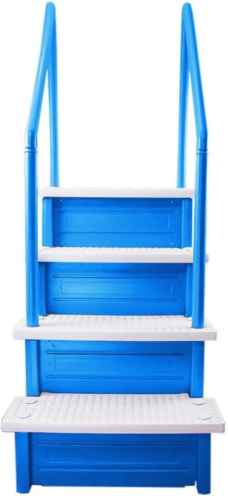 Échelle antidérapante pour piscines hors sol | Grise | Pour piscines hors sol avec une hauteur de terrasse de 122 à 137 cm | Échelle de sécurité supportant jusqu'à 136 kg