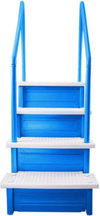 Échelle antidérapante pour piscines hors sol | Grise | Pour piscines hors sol avec une hauteur de terrasse de 122 à 137 cm | Échelle de sécurité supportant jusqu'à 136 kg