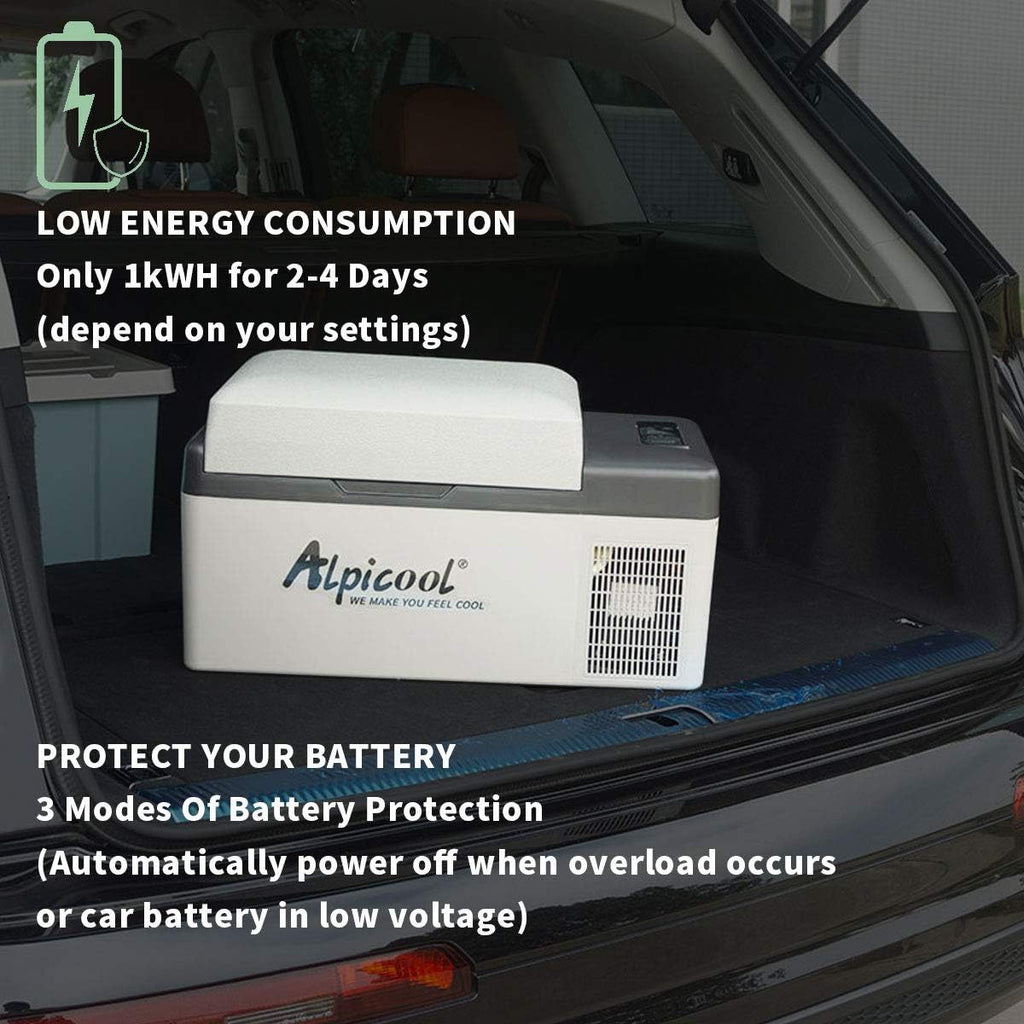 Alpicool C12 12L Cool Box 12 V Mini Fridge Electric Compressor Car Fridge Camping Freezer Box Small Portable for Car, Truck, Boat, RV with USB Connection