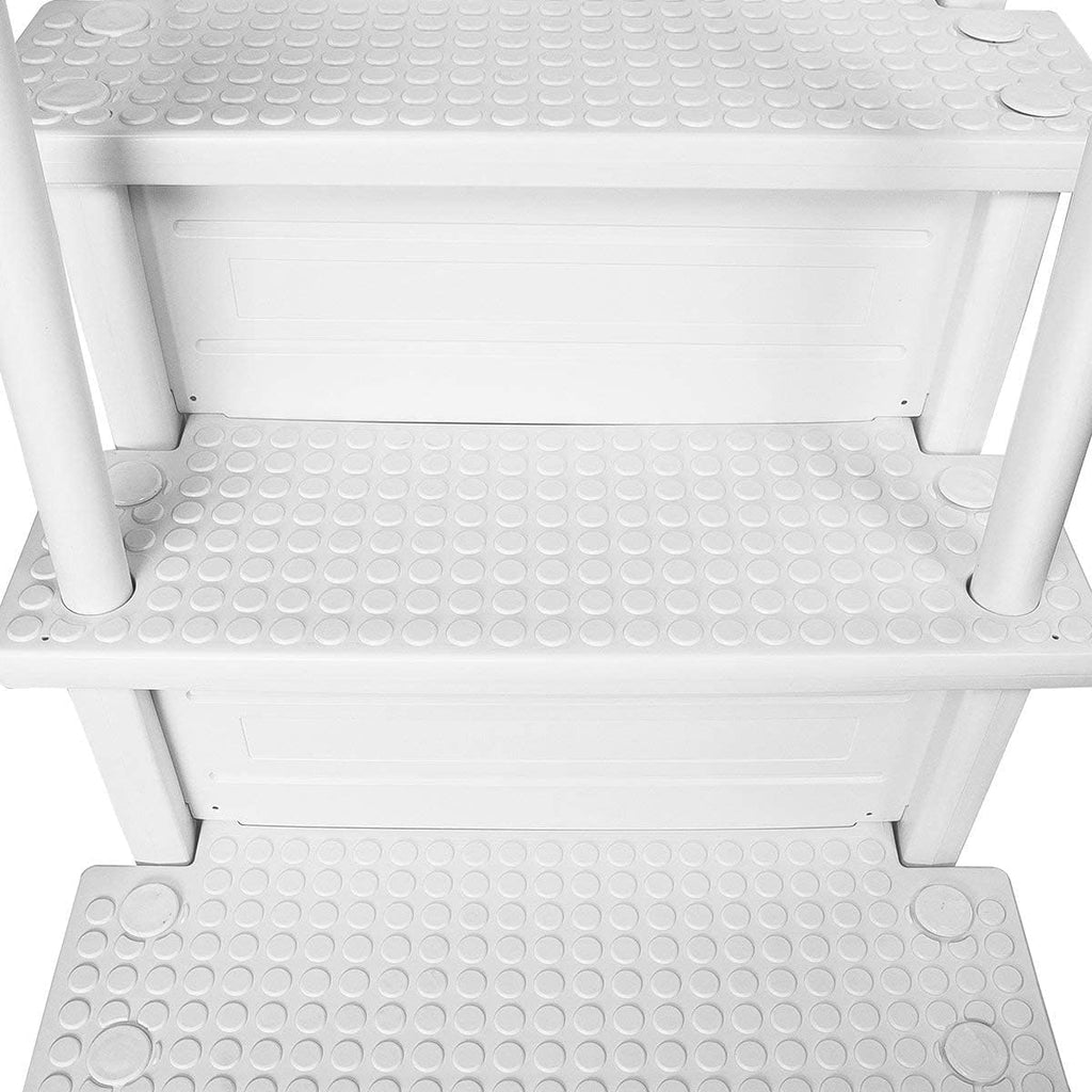 Échelle antidérapante pour piscines hors sol | Grise | Pour piscines hors sol avec une hauteur de terrasse de 122 à 137 cm | Échelle de sécurité supportant jusqu'à 136 kg