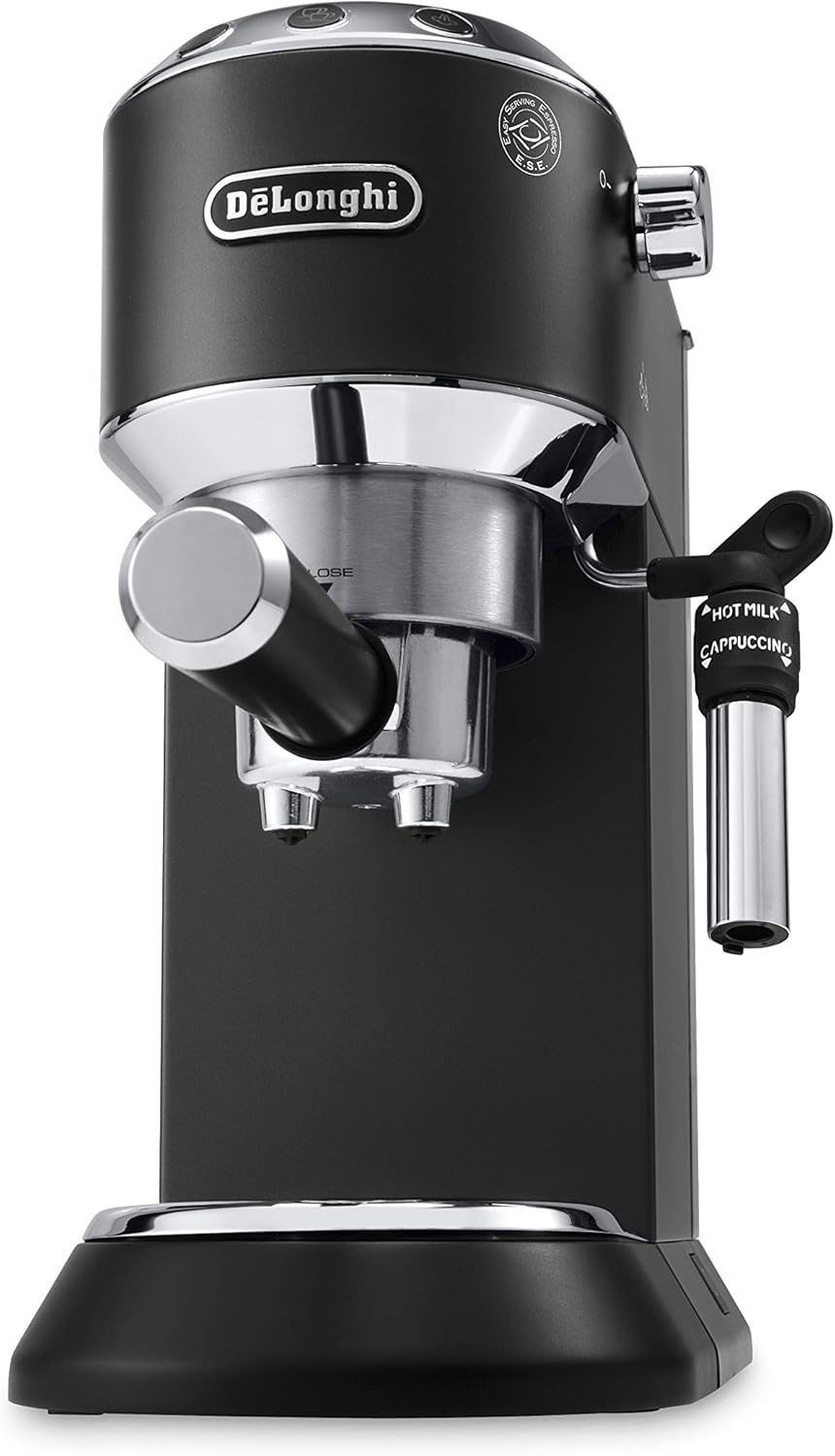 De'Longhi Dedica Style EC685.W, Machine à Café à Pompe en Acier Inoxydable Pour Café Moulu ou Dosettes, Machine à Espresso et Cappuccino, Réservoir de 1,3L, Système Anti-goutte, Blanc