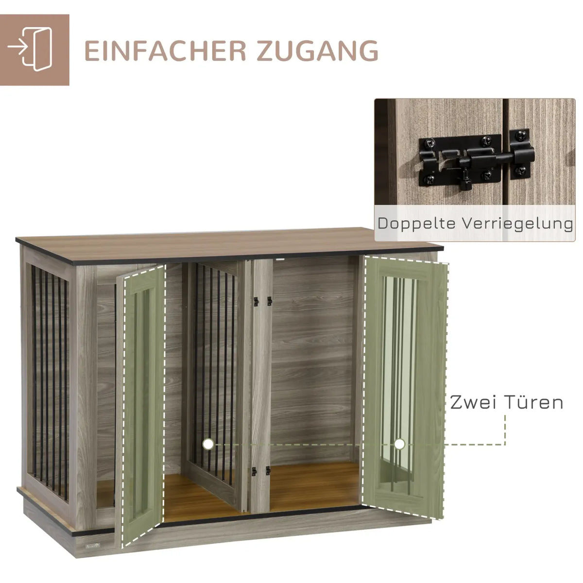 PawHut Hundekäfig Beistelltisch 2-in-1 mit Trennwand verriegelbar