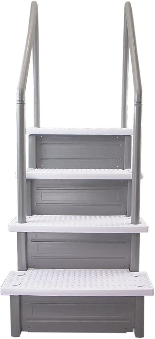Marches antidérapantes Aqua Select pour piscines hors sol | Bleues | Pour piscines hors sol | Installation possible sur des terrasses de 122 à 137 cm de hauteur | Échelle de sécurité supportant jusqu'à 113 kg