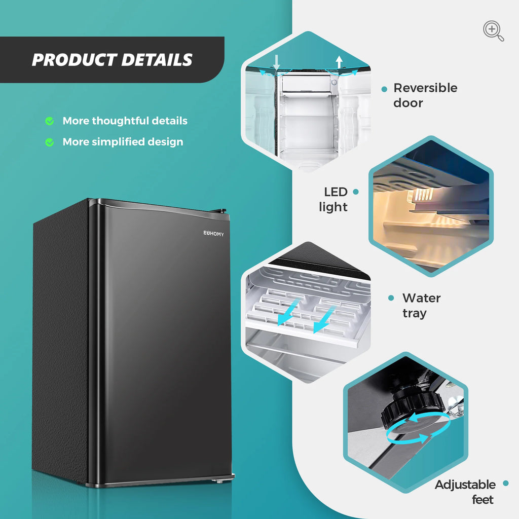 Mini-réfrigérateur EUHOMY 2025 avec congélateur compact. Porte simple