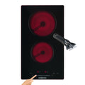 AREBOS Plaque de cuisson en vitrocéramique Table de cuisson électrique Contrôle Cuisinière 2 foyers(Noir/Rouge)