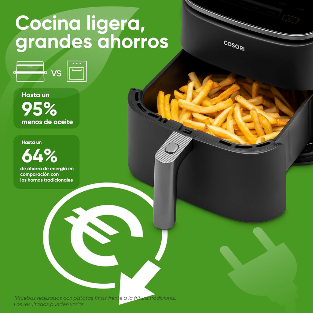 Friteuse à air Cosori Turbo Blaze 6 L, intérieur en métal véritable, moteur CC exclusif, 46 % plus rapide, température de 30 °C à 230 °C, idéale pour griller les viandes, programmes de cuisson complets, silencieux 27 dB