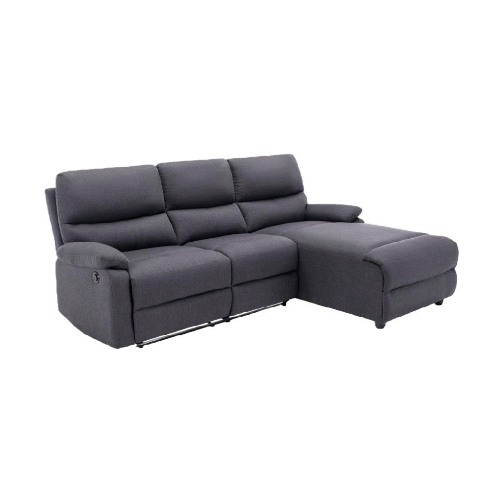 Canapé d’angle droit relax électrique en tissu gris foncé