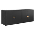 Buffet de rangement extérieur en rotin synthétique – noir – 4 portes