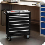 TecTake® Chariot d'atelier Metallique Servante d'atelier Vide Trolley Professionnel 7 Tiroirs spacieux Verrouillables Chariot a Roulette pour Rangement Atelier Garage - Noir : Commerce, Industrie et Science