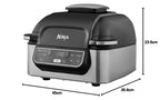 Ninja Foodi Grill & Air Fryer, 5,7L, 5 Fonctions de Cuisson Air Fry, Grille, Cuit, Rotis et bien plus, Pièces Lavables au Lave-vaisselle, Noir/Argent