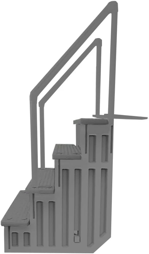 Marches antidérapantes Aqua Select pour piscines hors sol | Bleues | Pour piscines hors sol | Installation possible sur des terrasses de 122 à 137 cm de hauteur | Échelle de sécurité supportant jusqu'à 113 kg