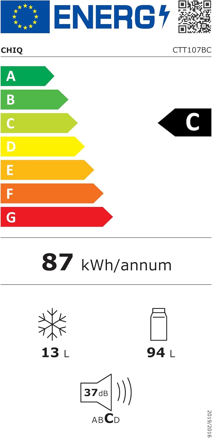 Réfrigérateur CHIQ 107 litres, hauteur : 845 mm, profondeur : 556 mm, noir