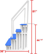 Marches antidérapantes Aqua Select pour piscines hors sol | Bleues | Pour piscines hors sol | Installation possible sur des terrasses de 122 à 137 cm de hauteur | Échelle de sécurité supportant jusqu'à 113 kg