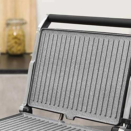 Cecotec Grill électrique Rock’nGrill Smart. Système de réglage de la puissance, du temps et de la température de 2000 W, ouverture à 180 °, plaques amovibles allant au lave vaisselle : Cuisine et Maison