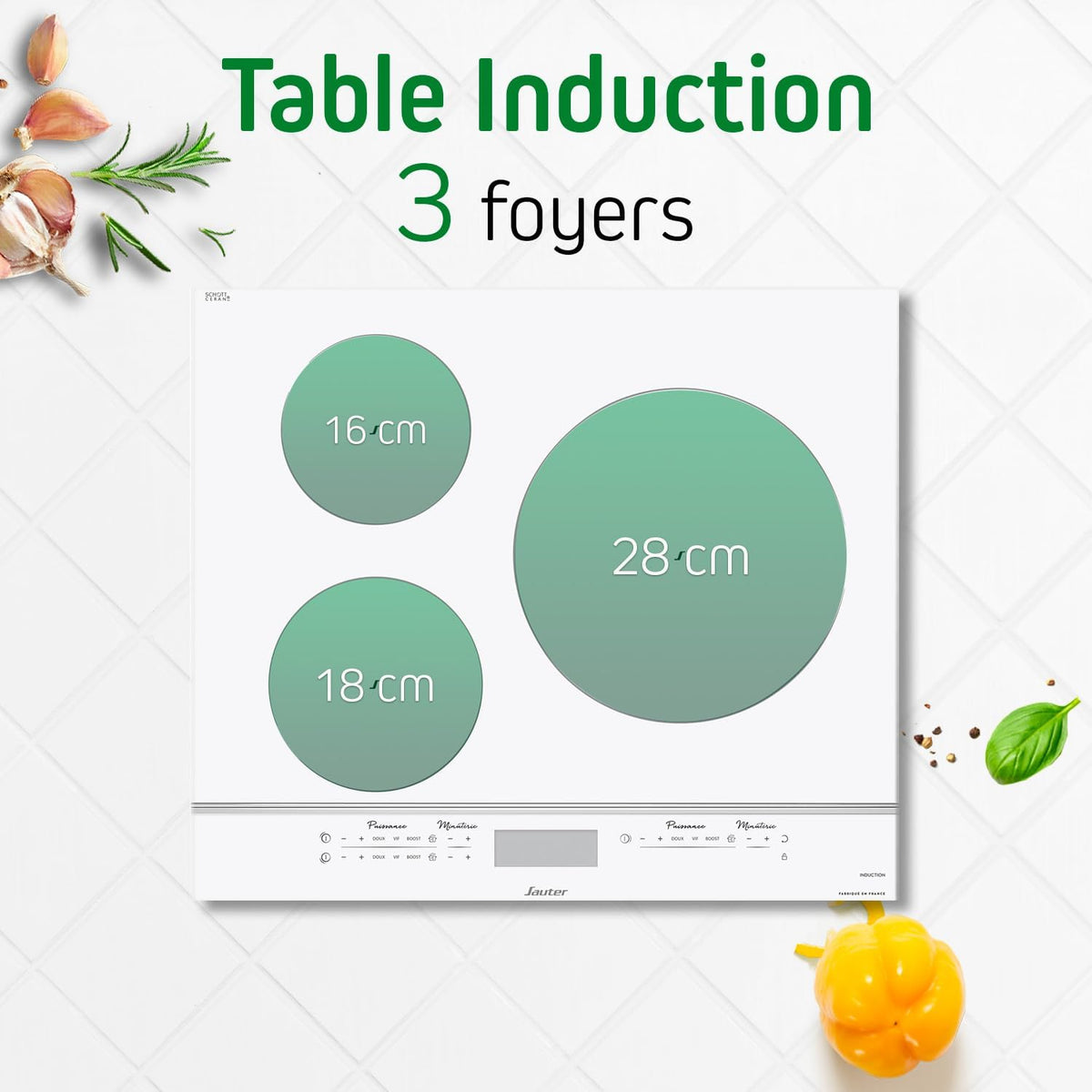 Sauter - SPI9544W - Table de cuisson à induction - Station de cuisson intégrée - Blanc