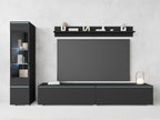 Ensemble de salon Piaski Vera I, éclairage LED en option, couleurs variées (béton/blanc brillant, sans éclairage LED)